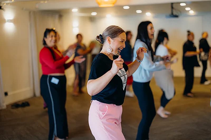 Wāhine of Māia Collective in joyful whakawhanaungatanga